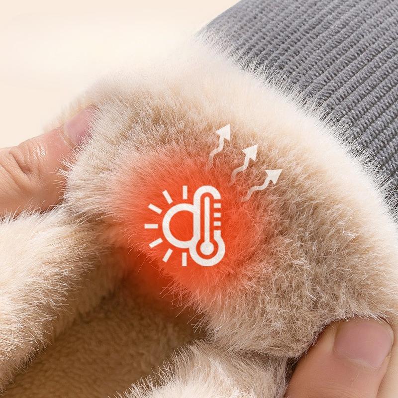 Thick-soled, Warm, Fleece and Thickened Cotton Shoes for Indoor Home Use