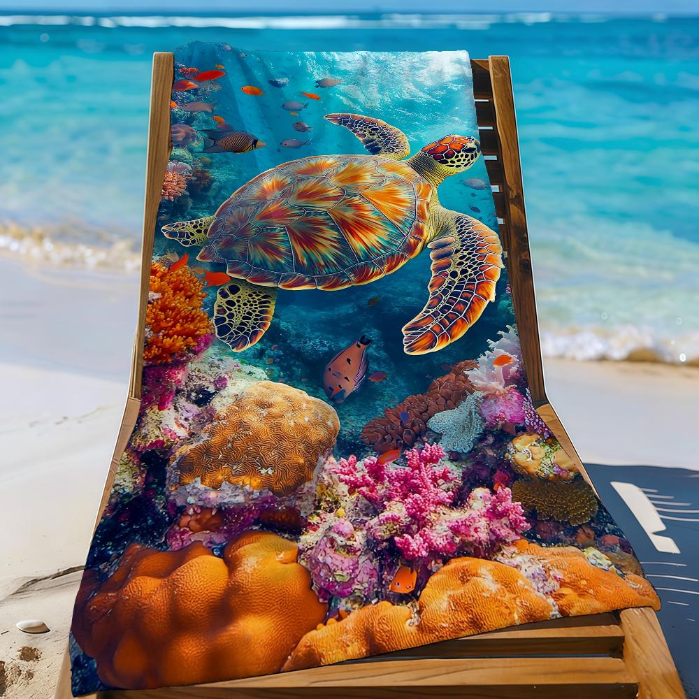 Sea Turtle Underwater Pattern Towel For Swim Yoga Gym Quick Drying Soft and Skin-friendly Beach Towels All-Season