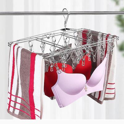 Multi Clip Clothes Hanger Foldable and Thickened 24/40/52 Clip Socks Towel  Windproof Clothes Hanger