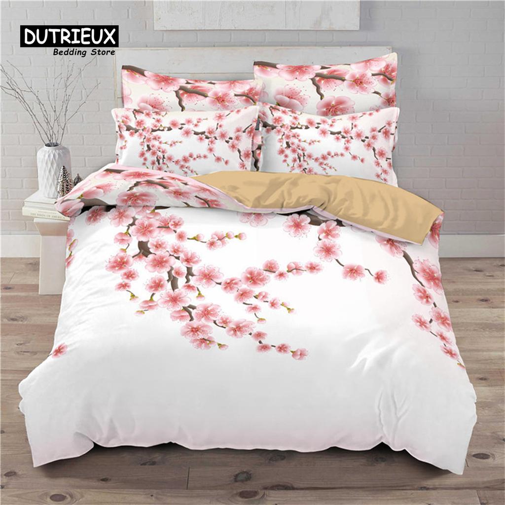 Lucky Cat Bedding Set For Kids Girls Boys 3D Print Floral Duvet Cover Set Microfiber Chinese Traditional Style Comforter Cover