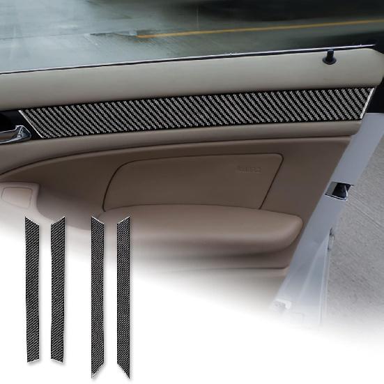 Carbon Fiber for BMW E46 1998-2006 Gear Shift Warning Button & Cup Holder Trim – Black Carbon Fiber Interior Panel Deco Cover.