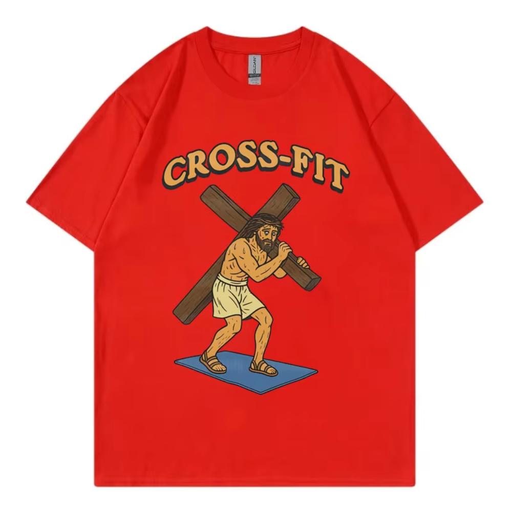 Jesus Funny Christian Gym Meme Tshirt Fashion Vintage Short Sleeve Tshirt Unisexs Women Clothing Casual Cotton TShirt Streetwear