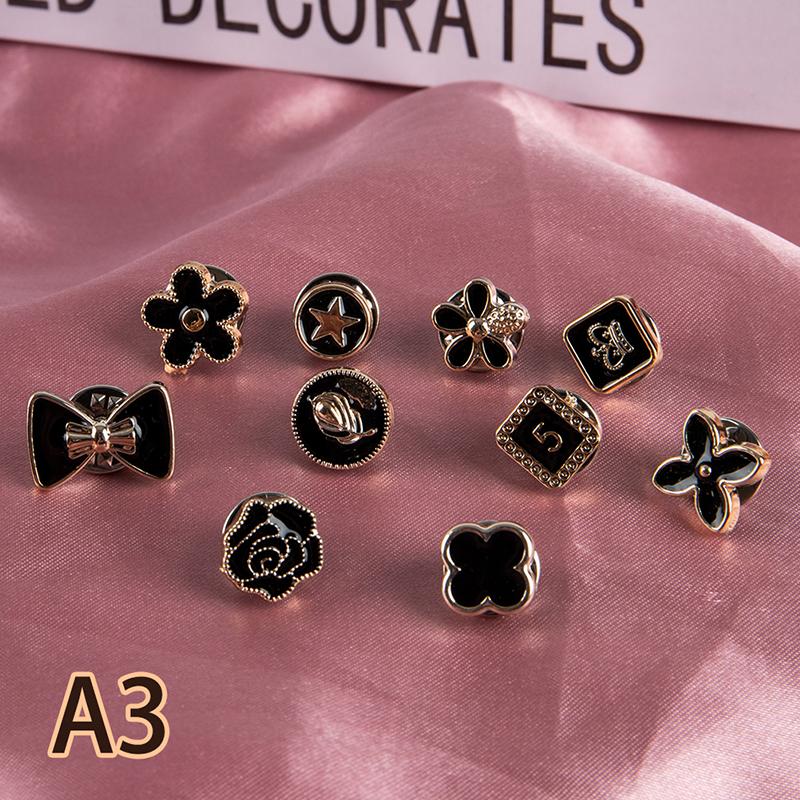 

10Pcs Button Brooch Set Pearl Pin Coat Clothes Accessories as the picture