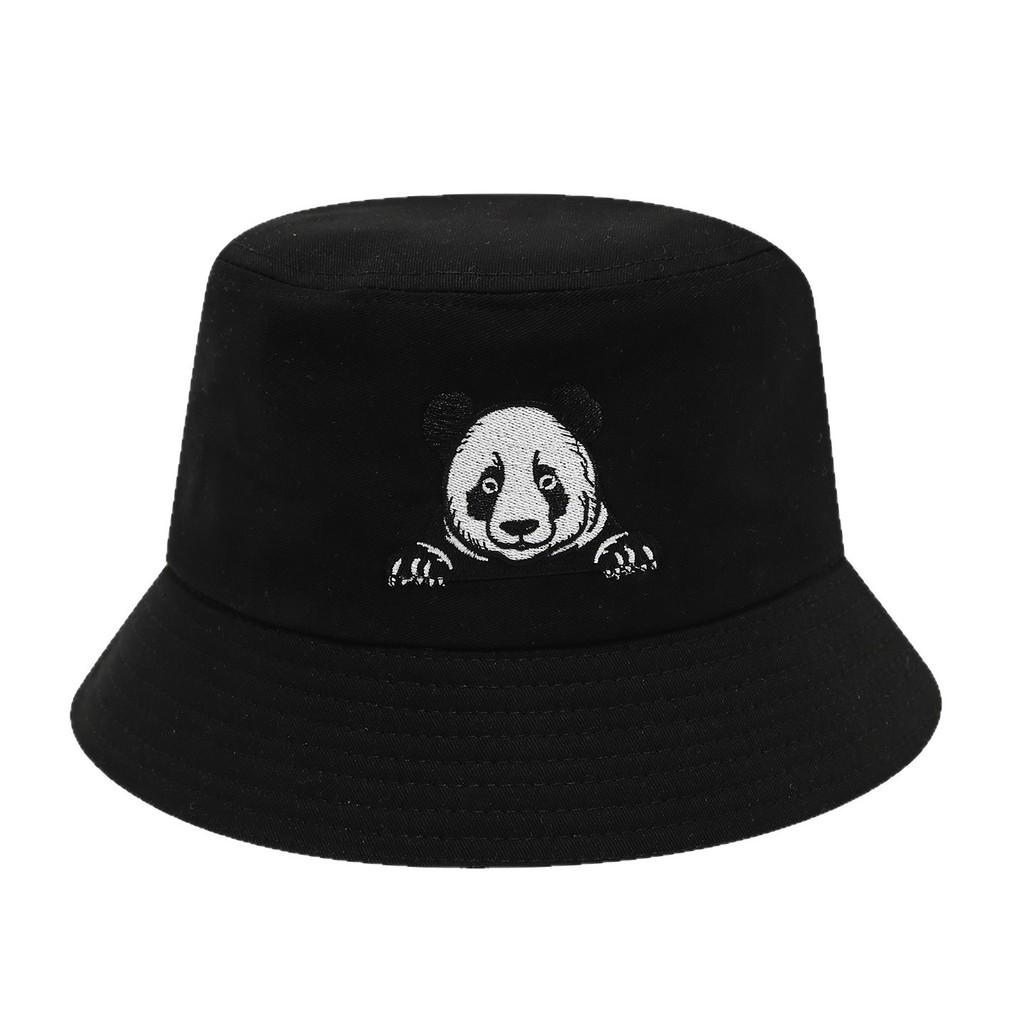 Panda Embroidered Fisherman Hat For Women Summer Sun Protection Casual Style