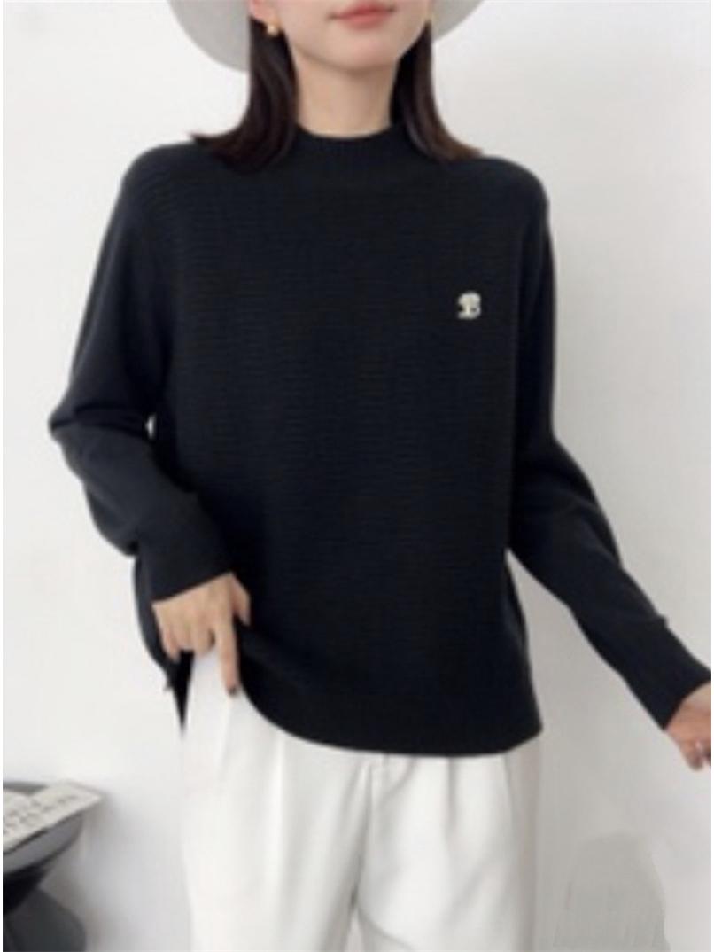 

Женский дизайнерский свитер с высоким воротником: Осенне-зимний повседневный вязаный трикотаж One Size чёрный