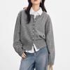 New single-breasted simple solid color round neck long-sleeved knitted cardigan women's versatile temperament sweater cardigan women's