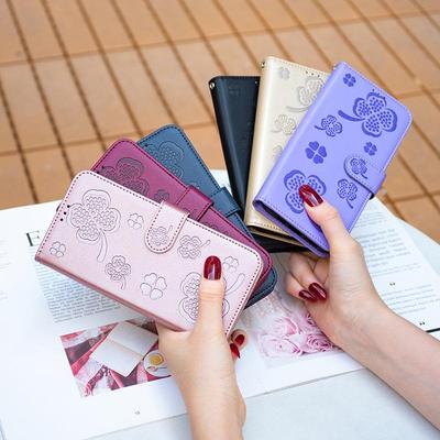 Leather Embossed Flip Phone Case for iPhone 15, Samsung, Xiaomi 14: Japanese and Korean Style Protective Wallet Cover.