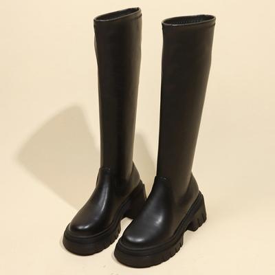 Fashion 2024 High Quality Women's Shoes Over-the-Knee Women's Boots Platform Modern Boots Women Side Zip Med Heel Sewing Shoes Female