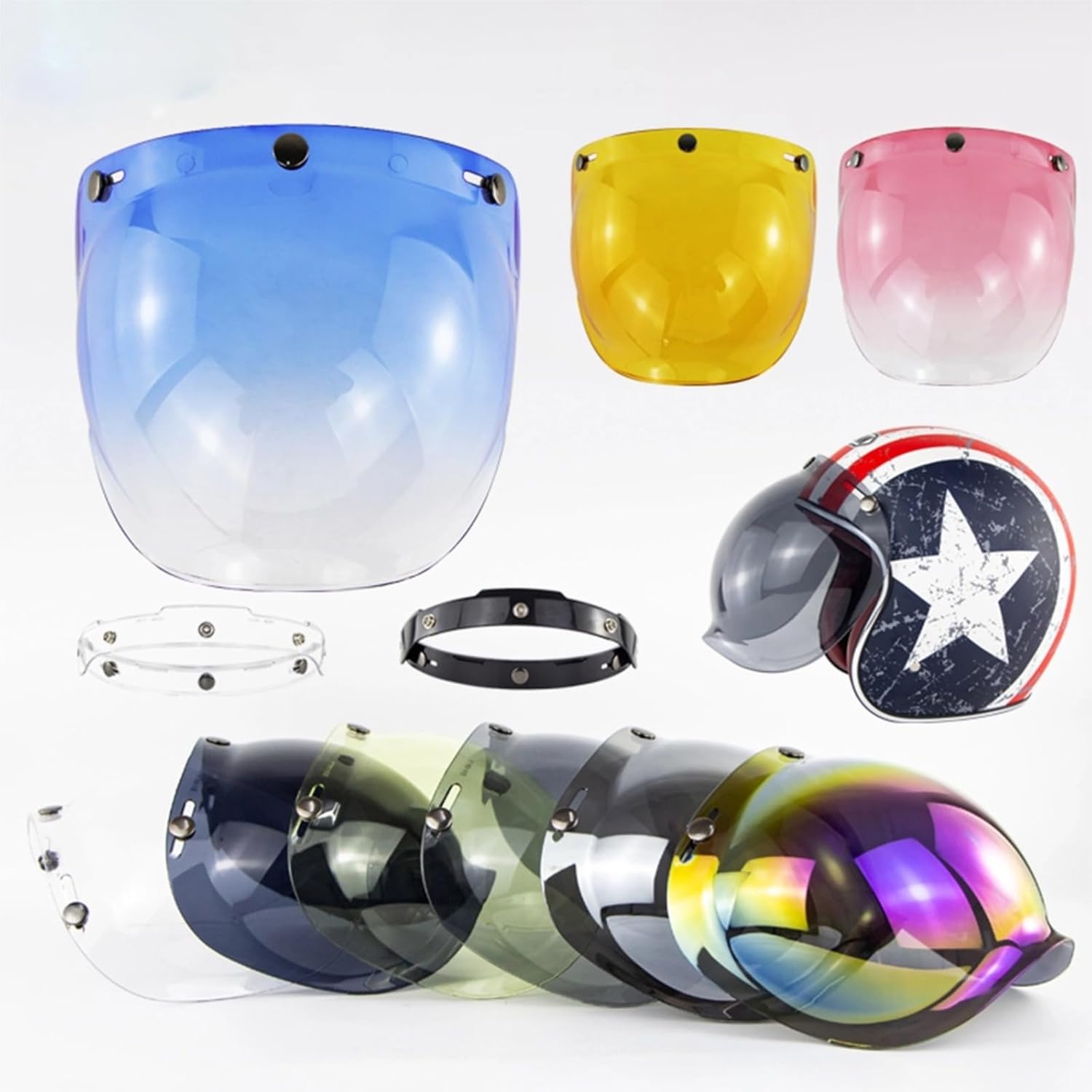 

Helmet Bubble, Open Face Helmet Bubble Sunscreen Sun Visor Motorcycle Helmets Accessorie for Motorcycle Helmet Face Lens (Transparent)