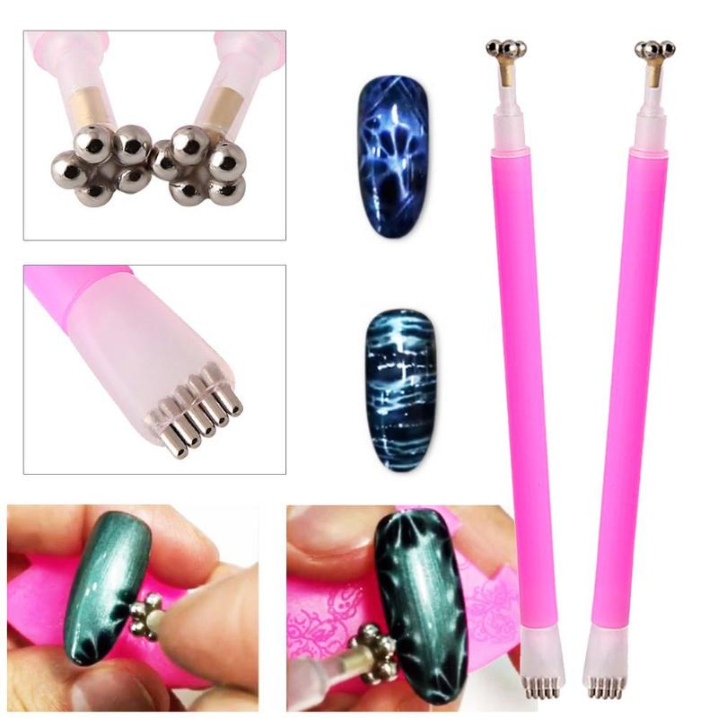 Nail Art Cat Eye Magnet Pen Double Head Plum Blossom Image Magical Stick DIY Magic 3D Magnetic Polish UV Gel Polish Cat Eyes