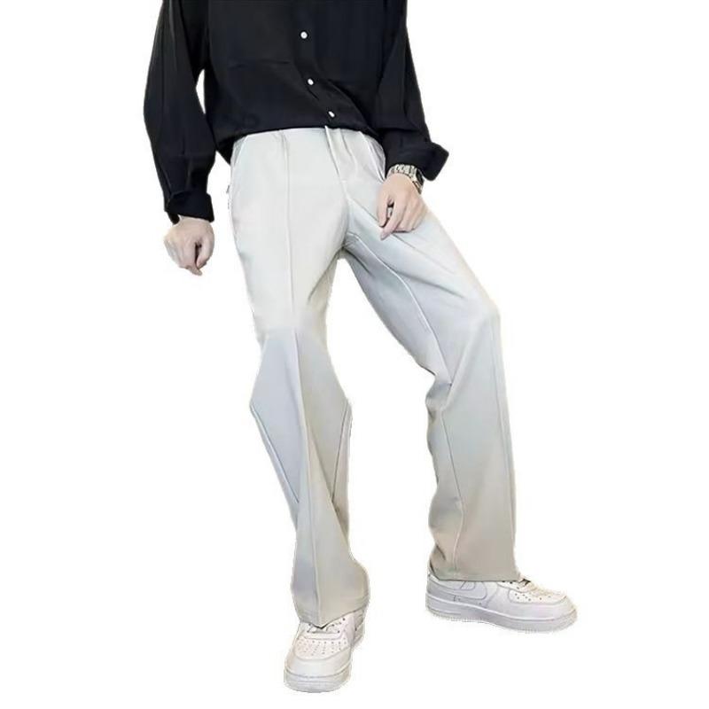Mens Retro Loose Versatile Casual Straight Long Work Trousers
