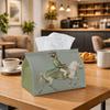 1pc Vintage Equestrian Horse Rider Tissue Box Cover Features a Classic Design In Green And White, Made from Elegant Fabric. This Decorative Box Has Cl