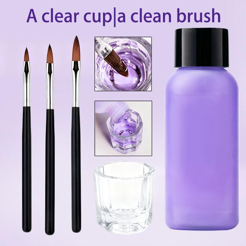 Confezione Sistema Unghie in Polvere Acrilica da 10 Pezzi con Liquido Monomero Trasparente Nude Rosa Kit Manicure Completo per Fai-da-te Salone Estensione