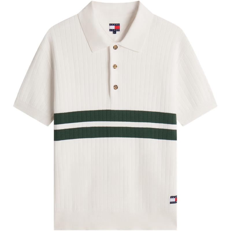Tommy Jeans Unisex Color-Block Short Sleeve Polo Knit Shirt