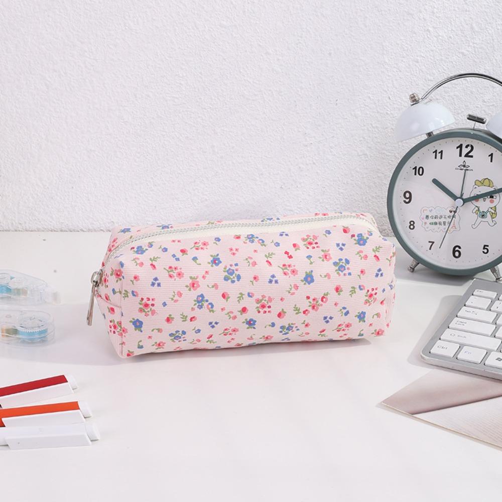 High Quality Fresh Floral Pen Bag Portable Multifunctional Pencil Case Large Capacity Stationery Organizer School Office