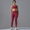 New Seamless Knitted Solid Color Sexy Back Tight Fashion Back V-waist Yoga Suit Running Fitness Set