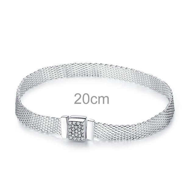 925 Sterling Silver Mesh Safety Chain Clip Bee Butterfly Round Charm Beads Fit Original Fasion Mesh Bracelet Silver 925 Jewelry