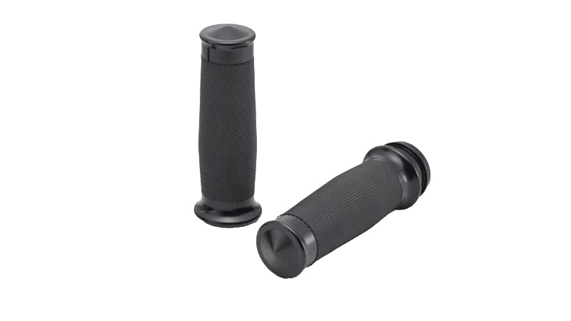 Kijima Motorcycle Parts Metra Aluminum Billet Knurled 128mm x 35mm for Electronic Throttle Glossy Grips, Rubber, Diameter, Non-Through Type, чёрный