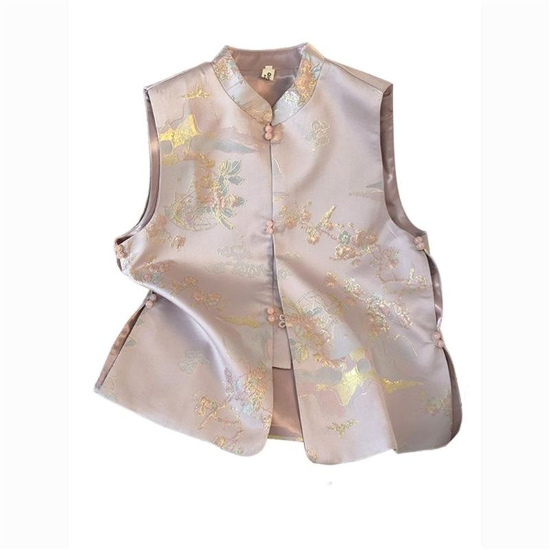 

Vest stacked wear women s 2025 new retro button sleeveless vest vest vest vest top M [Recommended below 50kg]