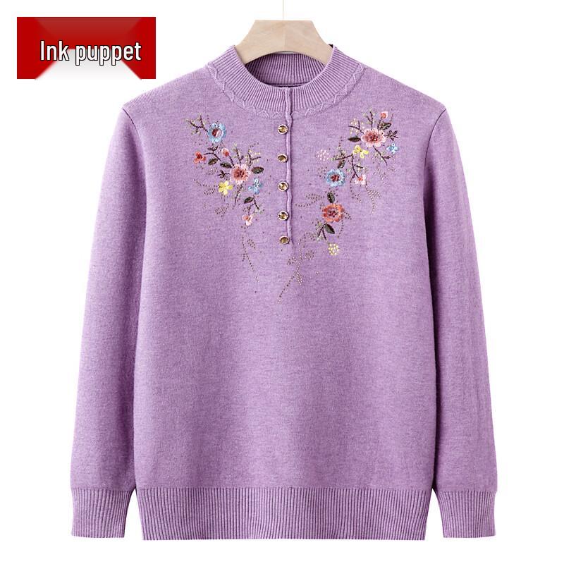 Mo'ou Women's Elegant Embroidered Pullover Knit Sweater