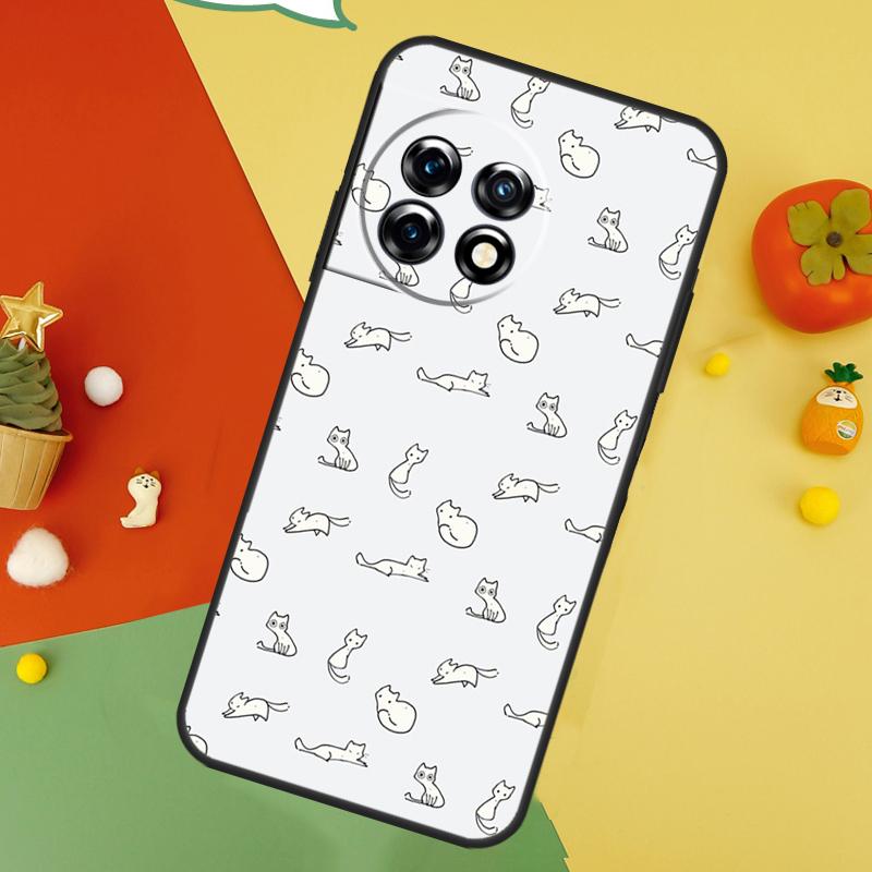 Minimalistisches Katzen Case Für OnePlus 9 10 Pro 11 12 13 15 13T 13R 12R 10T 8T Nord 5 CE 2 3 4 Lite N20 N30 Hülle