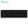 BSEED France Standard Single Wall French Socket Double Power Plug With White Black Gloden Crystal Glass Panel 16A 110V-250V