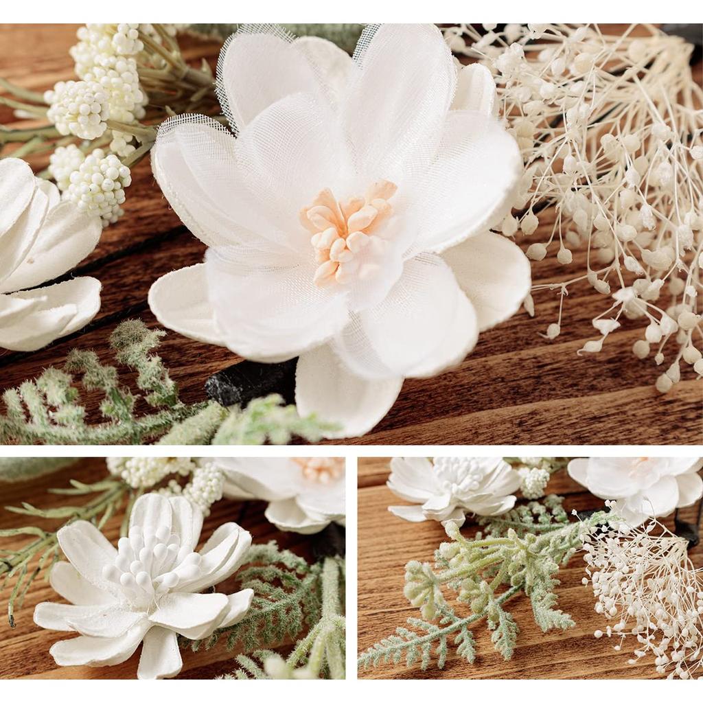[SOUBIEN] Soubien Coming-of-Age Ceremony Hair Ornament Set, Dried Flower Style Artificial Flowers, 6 Pieces, White and Green Flowers (sbn-kaz10020)