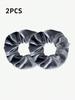 2PCS New Solid-color Velvet Zipper Large Intestine Hair Band Korean Style Fashionable Fabric Ponytail Storage Large Intestine