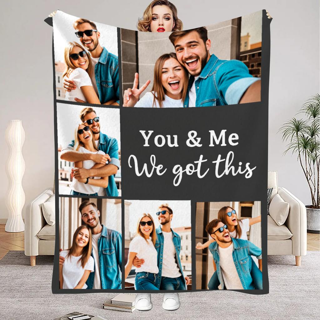 Valentine's Day Flannel Blanket Customized Your Photo Blanket for Boyfriend Girlfriend Couple Anniversary for home Decoration