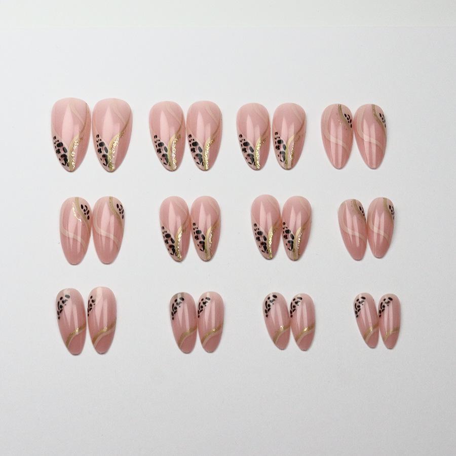 Leopard Print French Almond Nails: Hot Girl Stripes & Sweet Cool Style