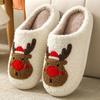 New Comfortable Home Cute Cartoon Santa Claus Winter Cotton Slippers for Men/Women Couples Warm Cotton Slippers