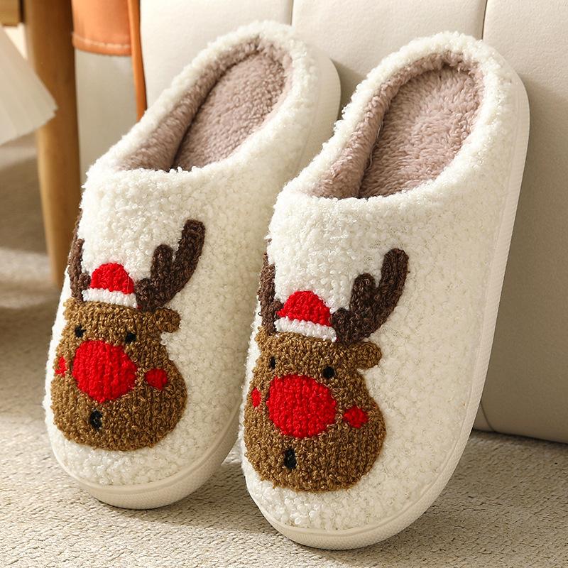 New Comfortable Home Cute Cartoon Santa Claus Winter Cotton Slippers for Men/Women Couples Warm Cotton Slippers