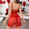 New Love Mesh Nightdress European and American Sexy Lace Perspective Suspender Nightdress Women's Sexy Pajamas