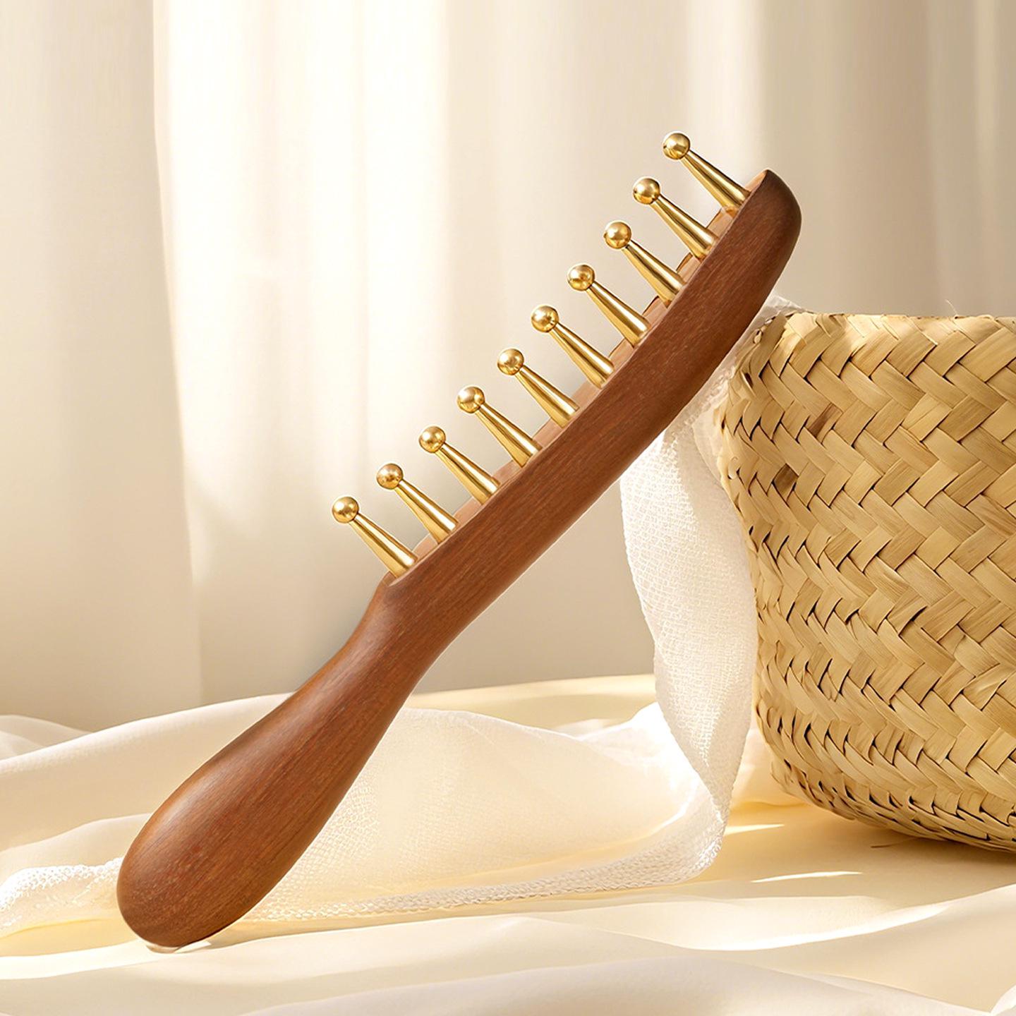 

Sandalwood Head Massage Comb with Acupressure & Gua Sha Tools