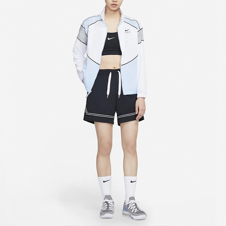 Nike Swoosh Fly Basketball Retro Color Block Stand Collar Woven Jacket Women Jackets White CZ6603-100
