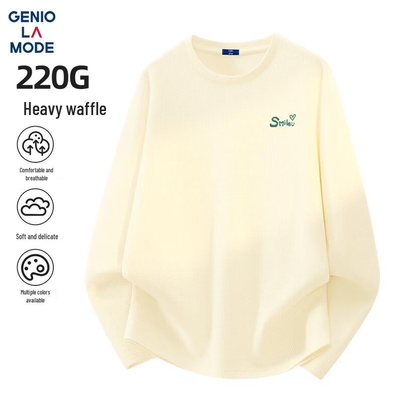 GENIOLAMODE Men s Heavyweight Waffle Knit Long Sleeve T-Shirt 2XL