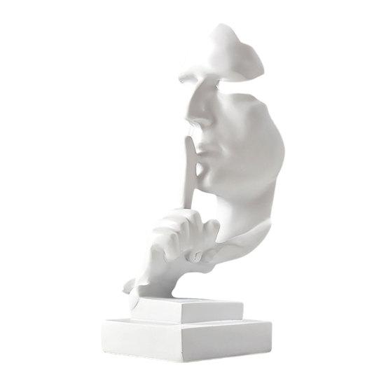 Abstract Faceless Figurine Sculpture, Modern Minimalist Silence Resin Statue, Luxury Black Gold Home Decor for Office Desk Living Room Bookshelf,
