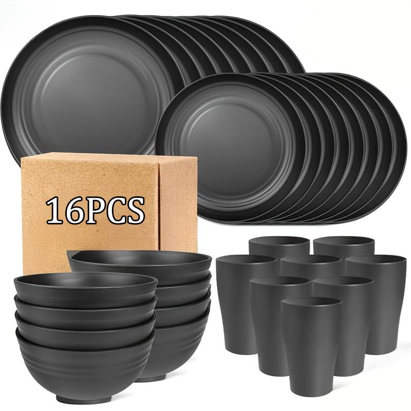 

16pcs Eco Tableware Set - Biodegradable Plates Bowls Cups, Heat-Resistant Compostable BPA-Free Plant-Based for Family Kids