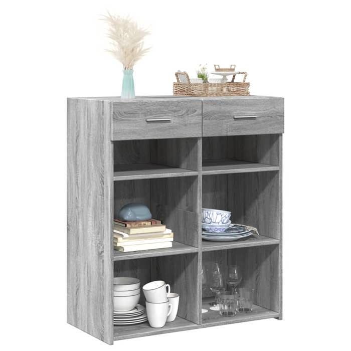 VidaXL Buffet Sonoma Grey 80x42.5x93 Cm Engineered Wood, Cabinet, Sideboard, Storage Cabinet, Cupboard, 3281481