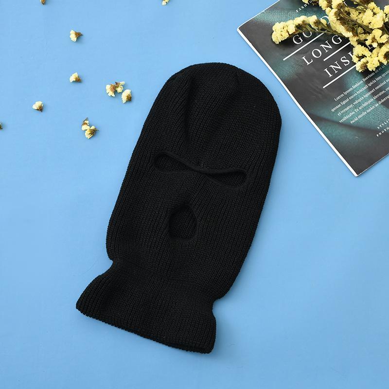 Full Face Cover Ski Mask Hat Balaclava Distressed Knitted Beanie Camouflage Men Hat Women Winter Warm Windproof Bicycle Neck Hat