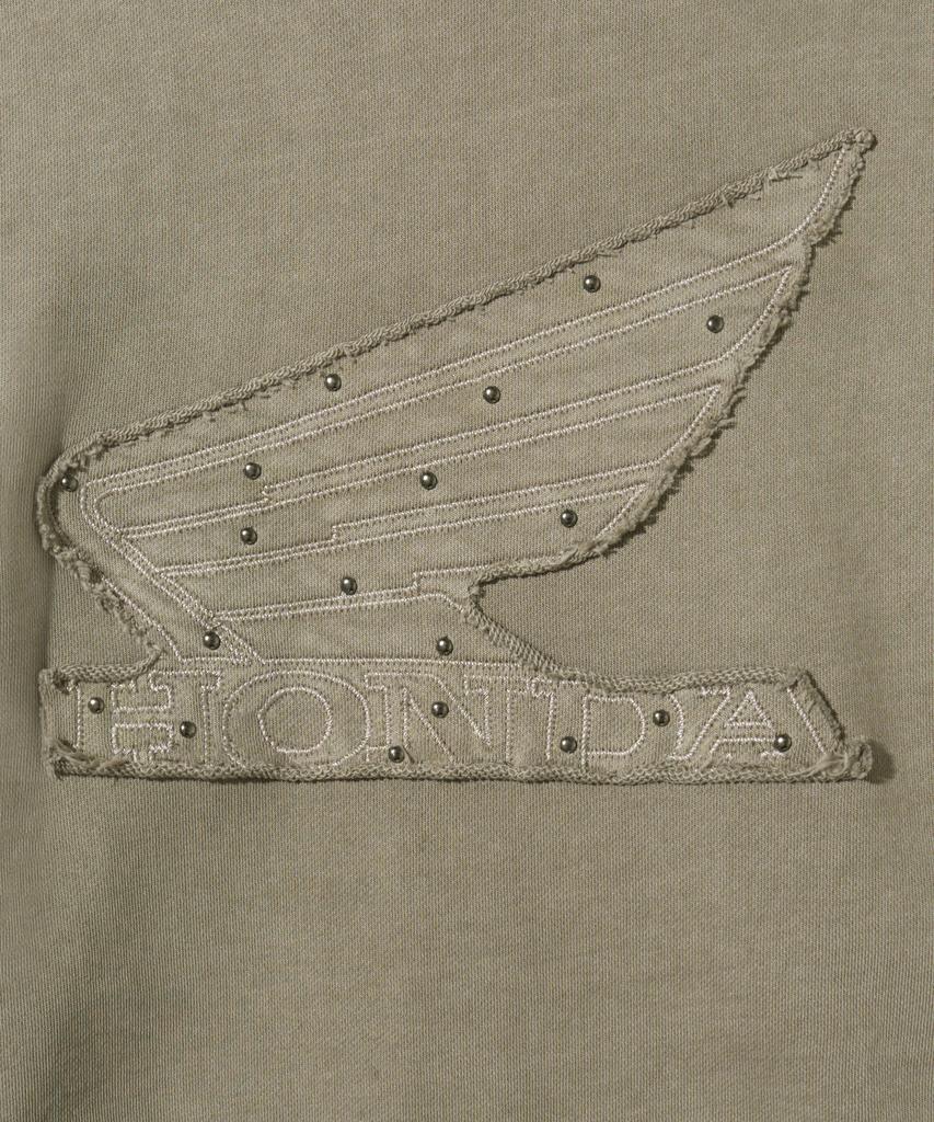 Phyps Motorcycle Honda Stud Wing Washing Hoodie Zip-Up_Beige