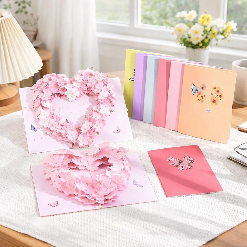 Creative Romantic Theme 3D Pop Up Card Pop-Up Mechanism Handmade Craft Butterfly Heart Card Heart Shape Love Postcard Wedding