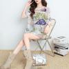 DIMANAF 2026 Plus Size Summer Beach Women T-Shirts Casual Lady Tops Tees Shirt Oversize Loose Floral Print Tunic Knitted