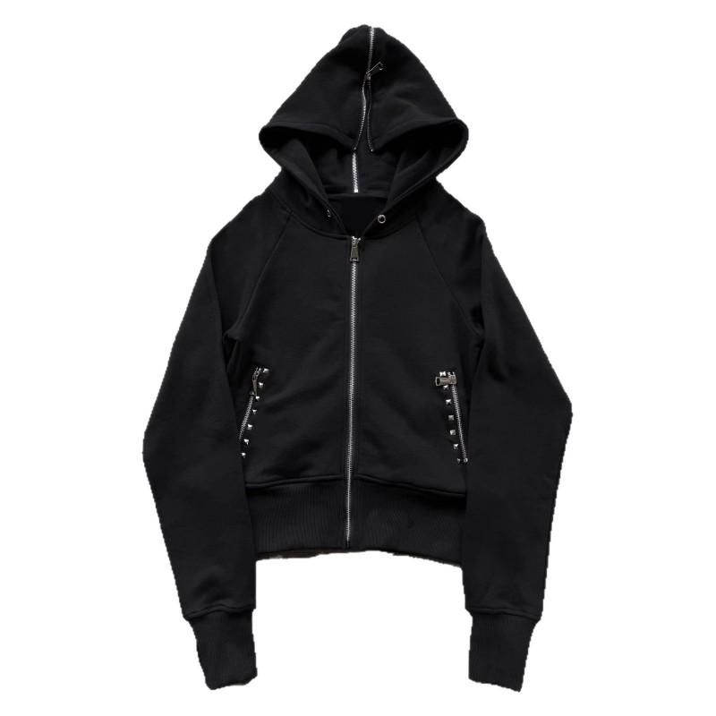 Fall Winter American Style Solid Color Zip Up Hoodie With Pockets Streetwear Teens