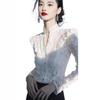 2025 Spring French Elegance: High-End Pretty White Lace Blouse