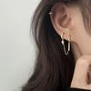 ANENJERY Double Pierced Hoop Earrings For Women Classic Zircon Cross Bar Earrings