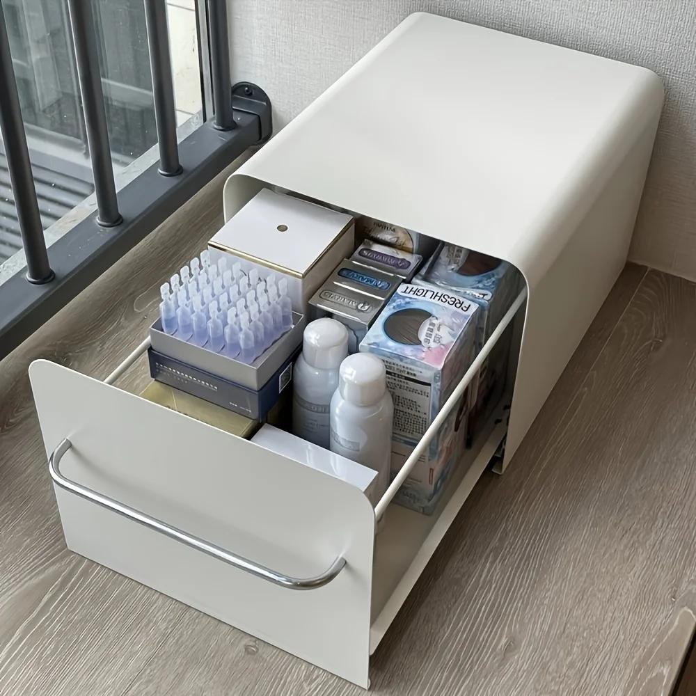 New Drawer Type Storage Box Desktop Coffee Cup Storage Shelf Metal Kitchen Spice Bottle Organize Shelf Cosmetic Organize