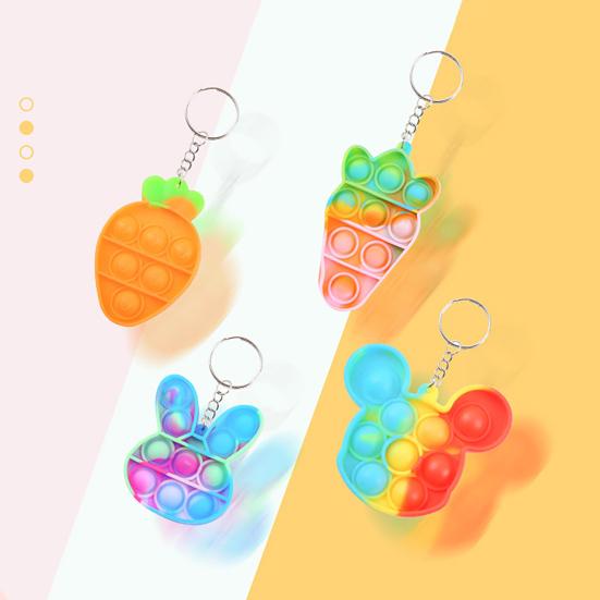 Bubble Popping Keychain Students Office Workers Stress Relief Push Bubble Key Ring Backpack Hanging Decoration Charm