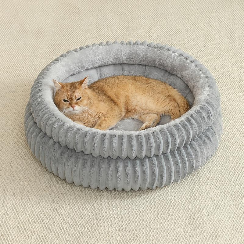 Round Cute Cat Bed for Large Dog Bed Pet Basket Cozy Cat House Super Soft Pet Bed Plush Dog House For Medium Warm Sleep Kitten