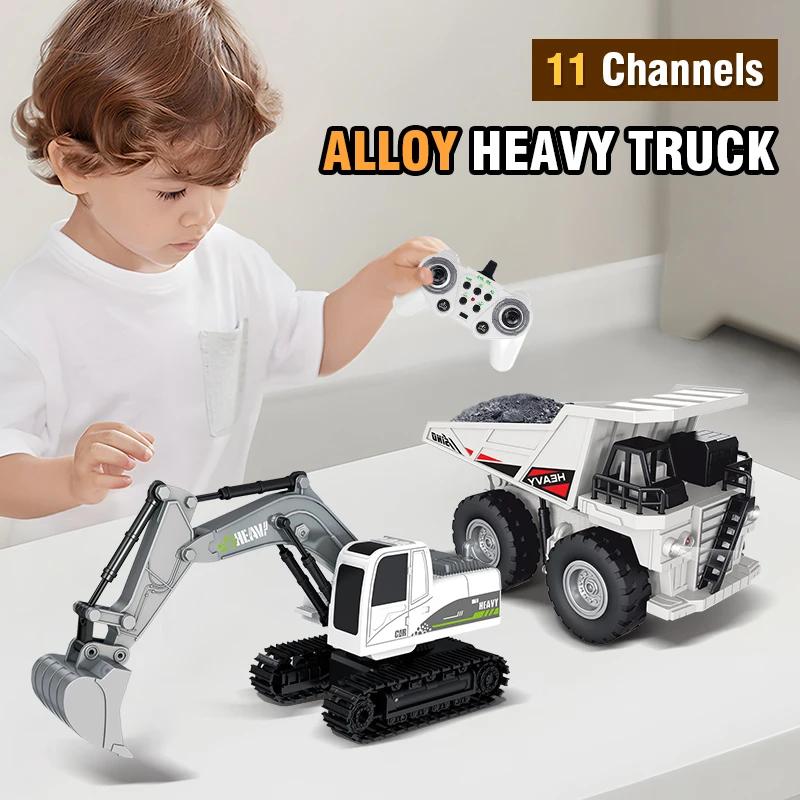 Non-Toxic Rc Excavator Dumper Truck 1/24 11Ch Remote Control Car Music Radio Control Car Engineering Vehicle Toys Christmas Gifts Children Kid